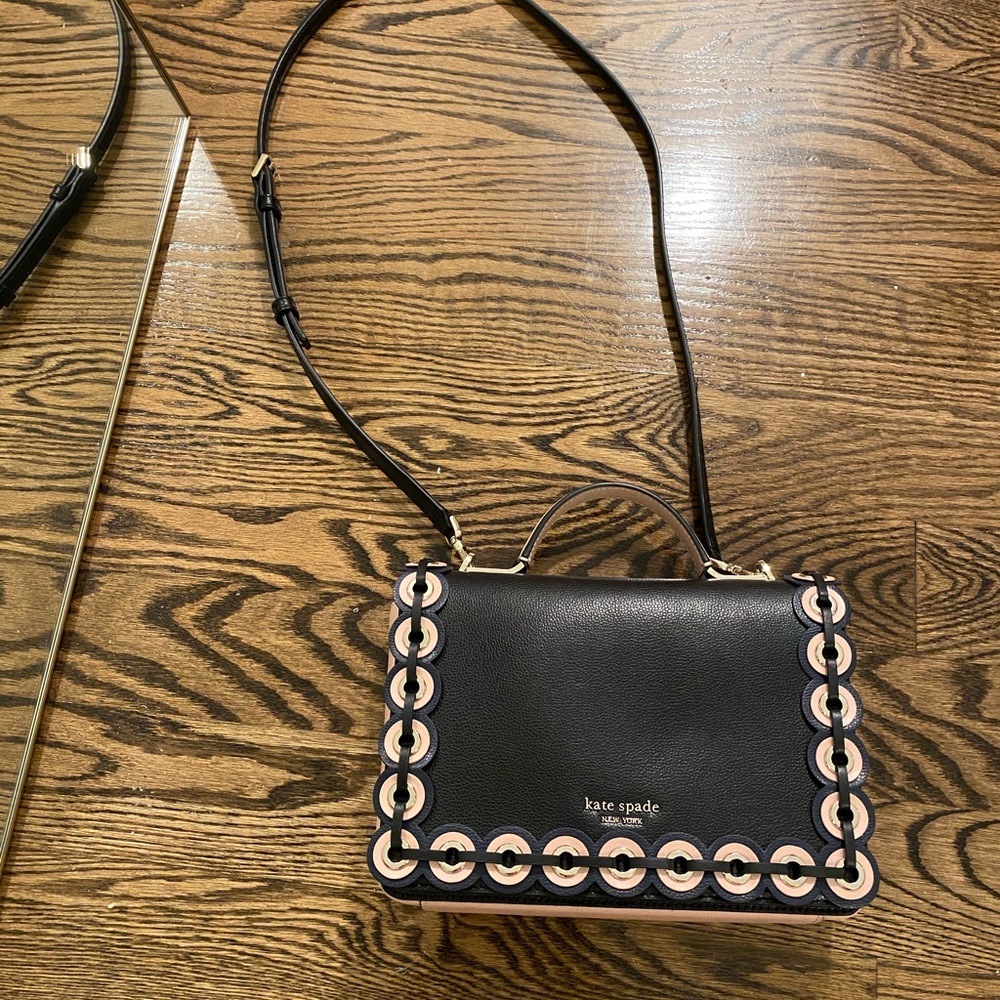 New Kate Spade Black Leather Top Handle Crossbody